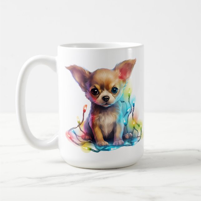 TAZA DE CAFÉ NAVIDADES ADORABLES CHIHUAHUA PUPPG PERRO (Izquierda)