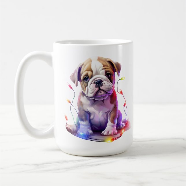 TAZA DE CAFÉ NAVIDADES ADORABLES PERRO DE BULLDOG (Izquierda)
