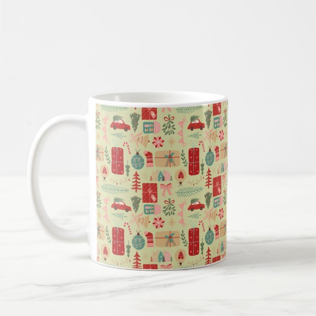 Taza De Café Navidades adorables Preppy Ilustracion verde de me (Izquierda)