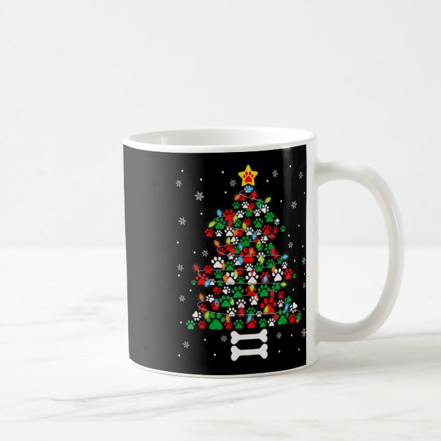 Taza De Café Navidades adoran perro con hojas de navidad árbol  (Derecha)