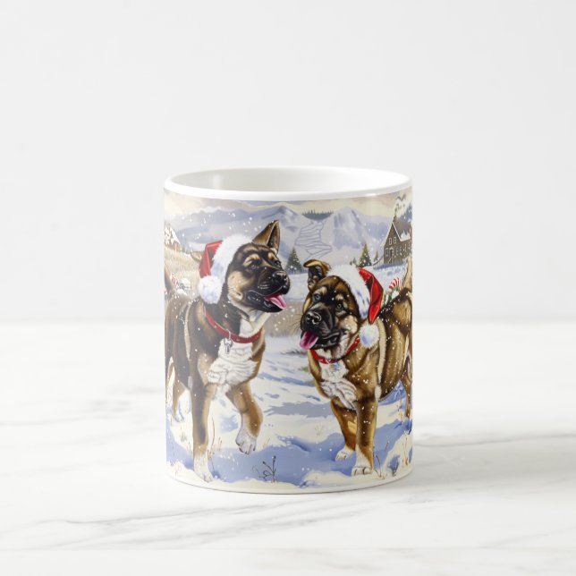 Taza De Café Navidades Akita de Estados Unidos (Centro)