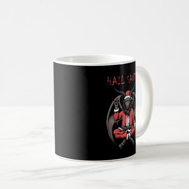 Taza De Café Navidades alaban a Santa Satanism Goat Baphomet (Anverso derecho)