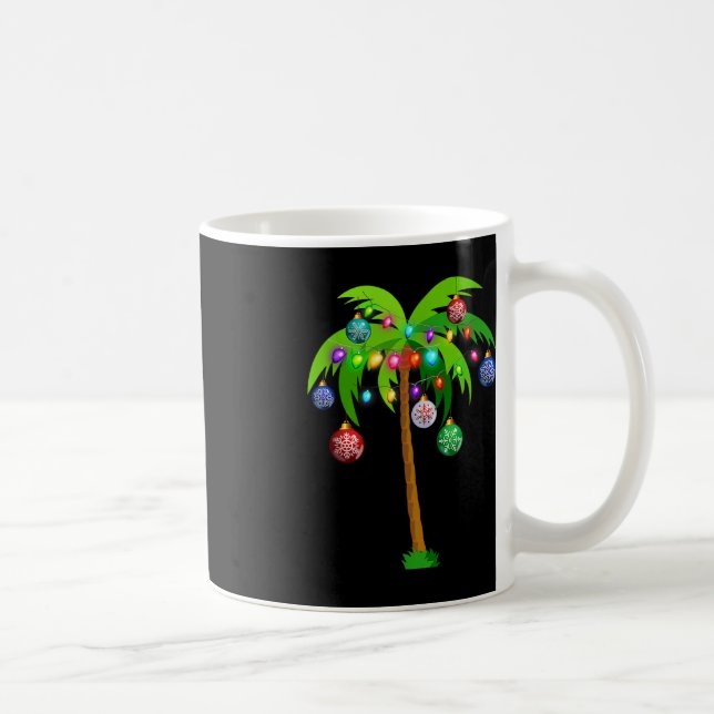 Taza De Café Navidades alumbran palmeras divertidas Hawaii Beac (Derecha)
