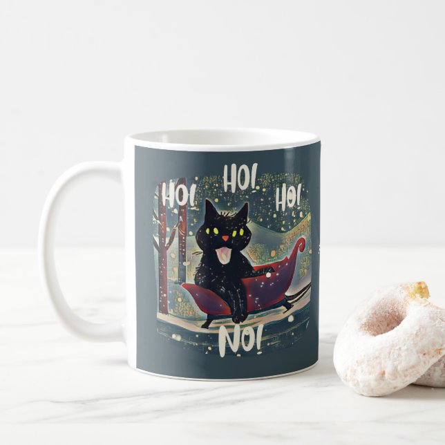 Taza De Café Navidades anti-gatos negros traviesos (Con donut)