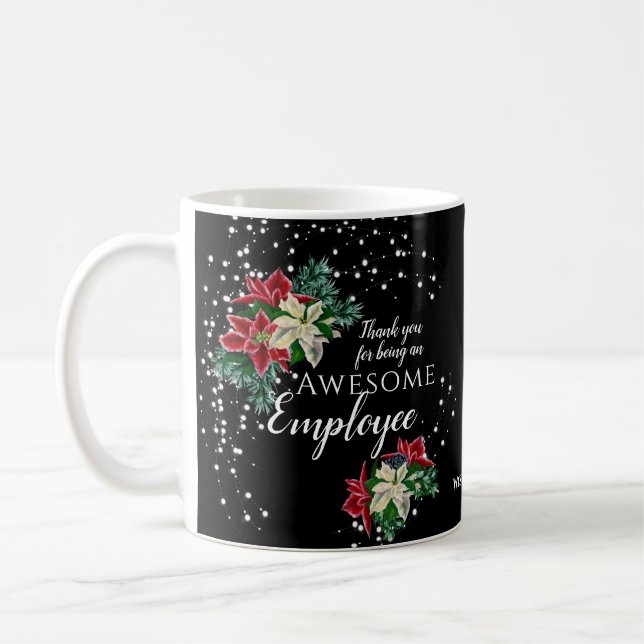 Taza De Café Navidades Apreciación de Empleados Floral Negro (Izquierda)