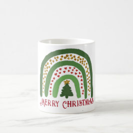 Taza De Café Navidades arco iris purpurina oro rojo verde