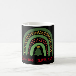 Taza De Café Navidades arco iris purpurina oro rojo verde