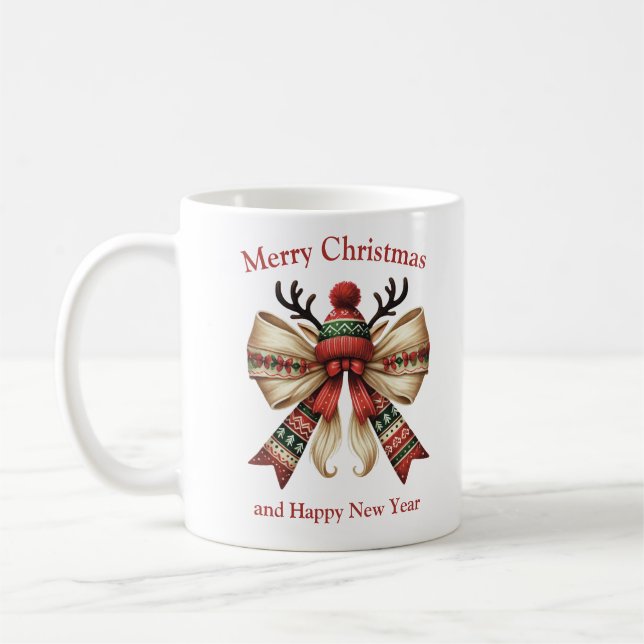 Taza De Café Navidades arco rústico con elfos renos gorras (Izquierda)