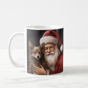 Taza De Café Navidades australianos de Kelpie con Santa Claus