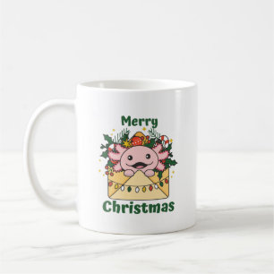 Taza De Café Navidades Axolotl Letra Animales de Invierno Axolo