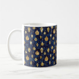 TAZA DE CAFÉ NAVIDADES AZULES CON ORNAMENTOS DE FESTIVIDAD DE O