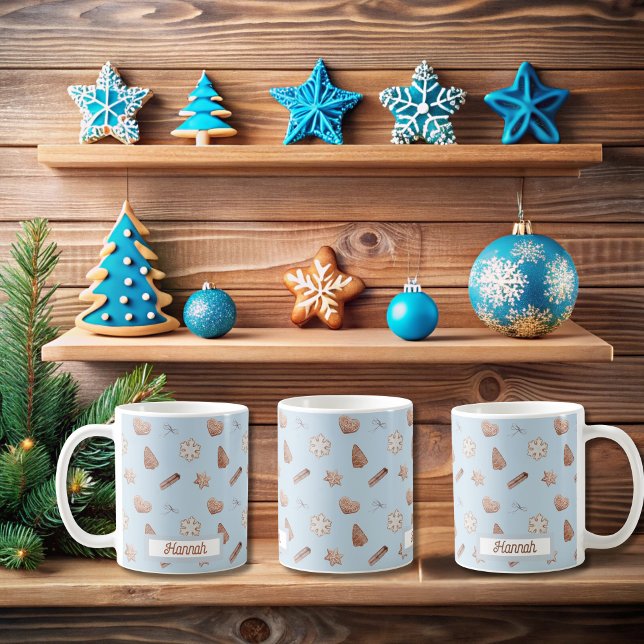 Taza De Café Navidades azules Cookie Swap Exchange (Blue Christmas Cookie Mugs)