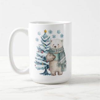 Taza De Café Navidades azules de oso polar cerámico