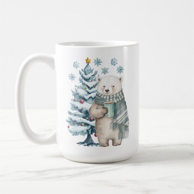 Taza De Café Navidades azules de oso polar cerámico (Izquierda)