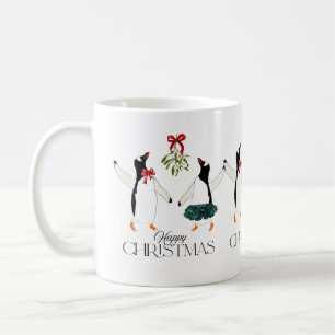 Taza De Café Navidades bailarines de pingüinos