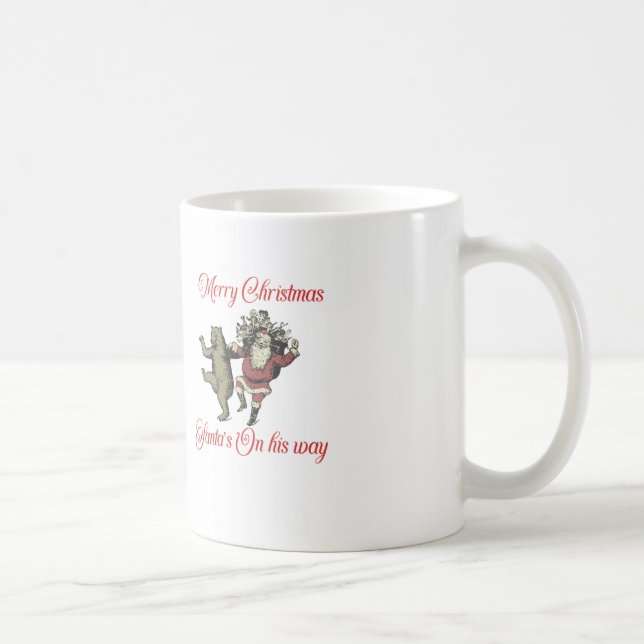 Taza De Café Navidades bailarines de Santa y Oso Mug (Derecha)