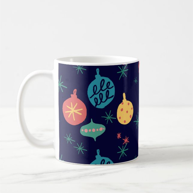 Taza De Café Navidades Ball Green Yellow Vintage (Izquierda)