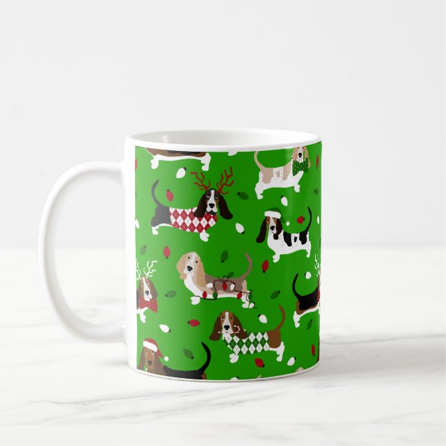 Taza De Café Navidades Basset Hound Coffee Mug (Izquierda)