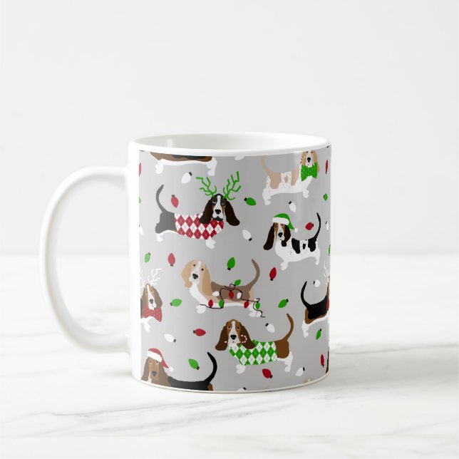 Taza De Café Navidades Basset Hound Coffee Mug (Izquierda)