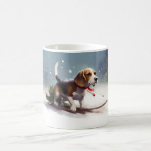 Taza De Café Navidades Beagle en invierno