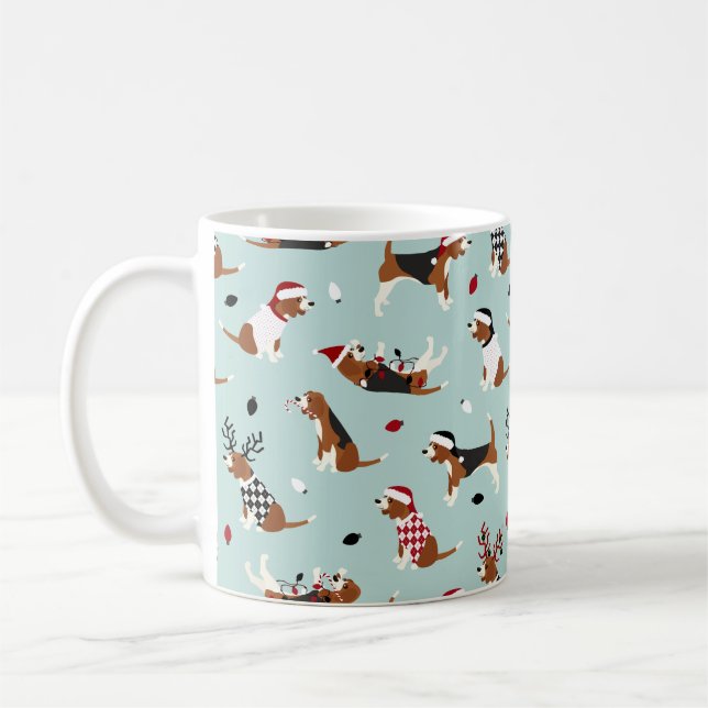 Taza De Café Navidades Beagles Blue Coffee Mug (Izquierda)