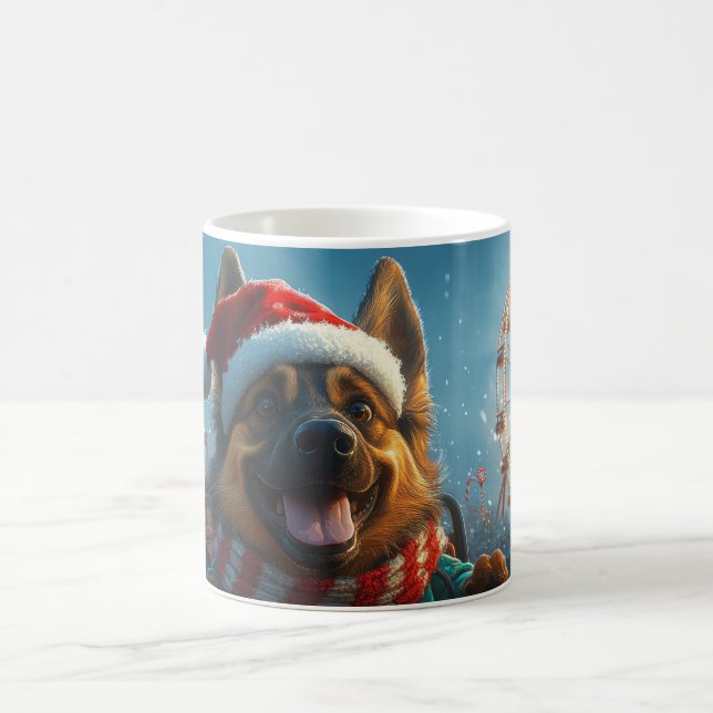 Taza De Café Navidades belgas de montaña rusa de perros pastore (Centro)