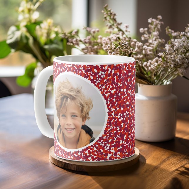 Taza De Café Navidades Berry Wreath con 2 fotos (Personalized Coffee Mug)