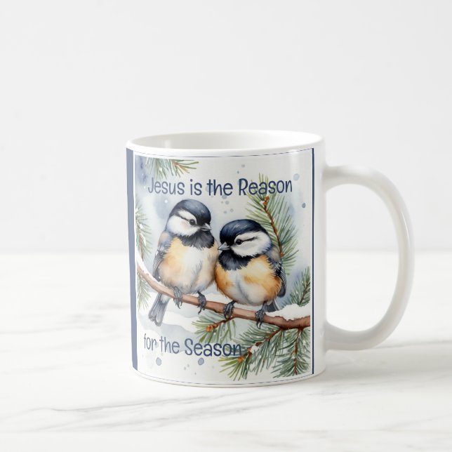 Taza De Café Navidades Biblias citan pájaros de pollo (Derecha)