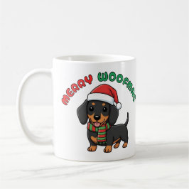 Taza De Café Navidades Black Dachshund Mug: Feliz Woofmas