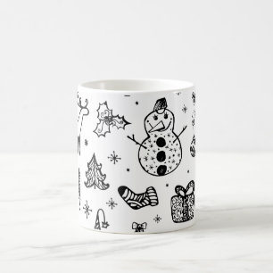 Taza De Café Navidades blancos y negros Café Mug