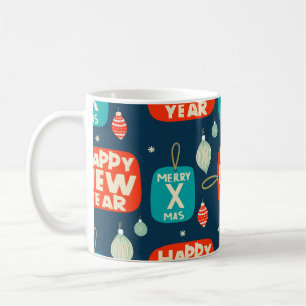 Taza De Café Navidades bolas y ornamentos patrón vintage hacia