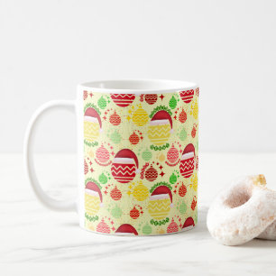 Taza De Café Navidades Bolas y Santa Hats Feliz Navidad
