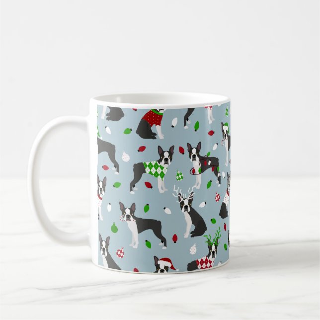 Taza De Café Navidades Boston Terrier (Izquierda)
