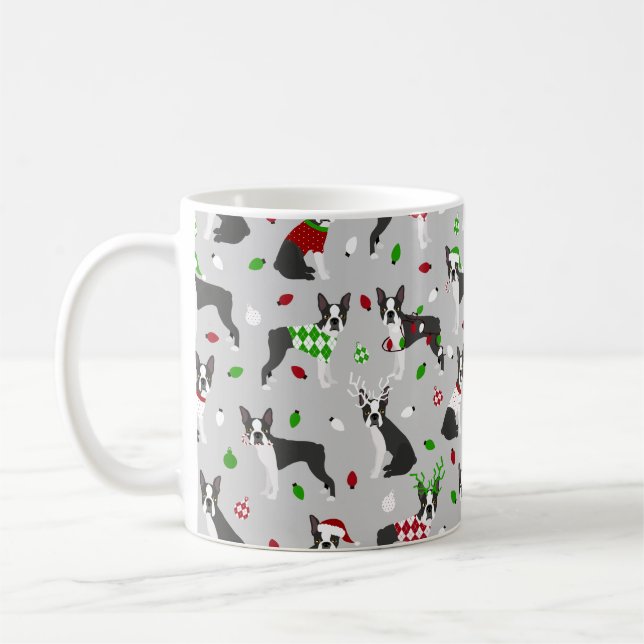 Taza De Café Navidades Boston Terrier Coffee Mug (Izquierda)