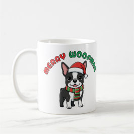 Taza De Café Navidades Boston Terrier Mug: Merry Woofmas