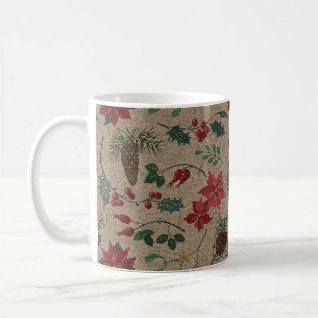 Taza De Café Navidades botánicos tradicionales (Izquierda)