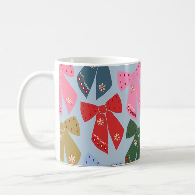 Taza De Café Navidades Bows Coquette Blue (Izquierda)