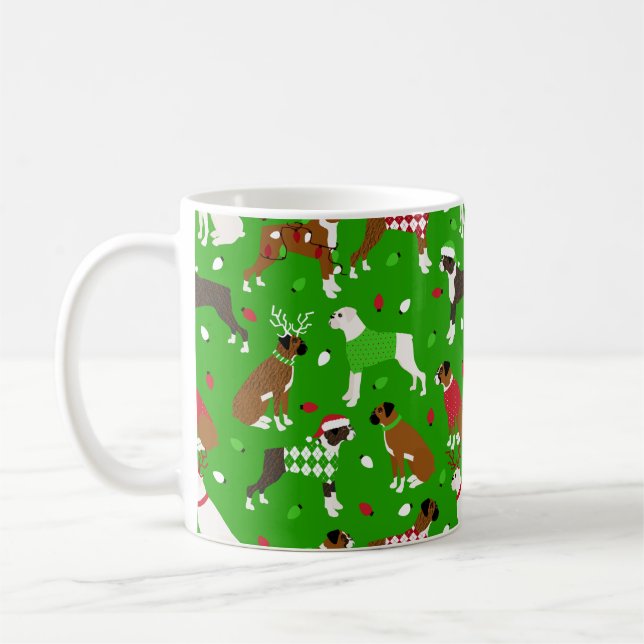 Taza De Café Navidades Boxer Dog Coffee Mug (Izquierda)