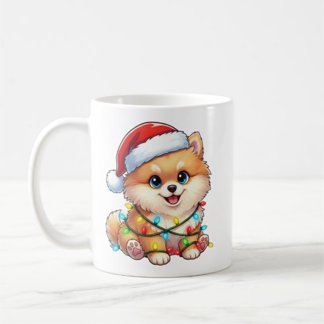 Taza De Café Navidades breves Pomeranian Mug (Izquierda)