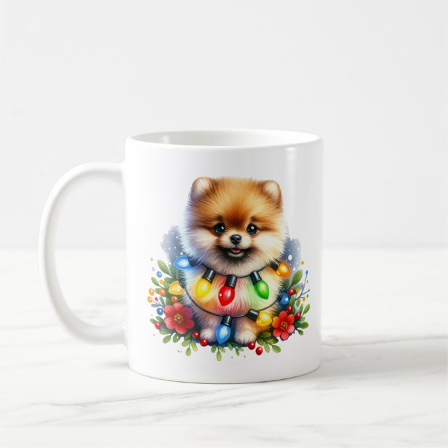 Taza De Café Navidades breves Pomeranian Mug (Izquierda)