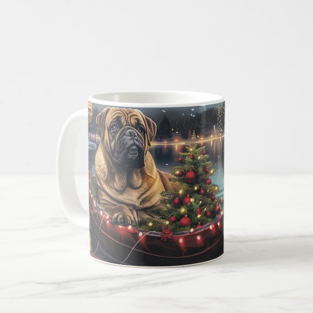 Taza De Café Navidades Bullmastiff Voyage festivo (Anverso izquierdo)