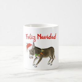 Taza De Café Navidades Burro Feliz Personalizable de Navidad