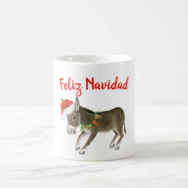 Taza De Café Navidades Burro Feliz Personalizable de Navidad (Centro)
