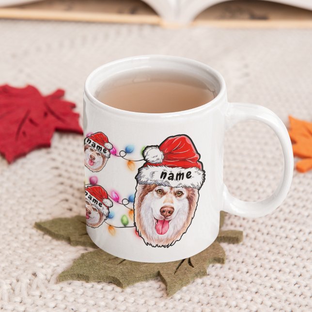 Taza De Café Navidades Cabeza husky siberiana Santa Hat Perro L (Subido por el creador)