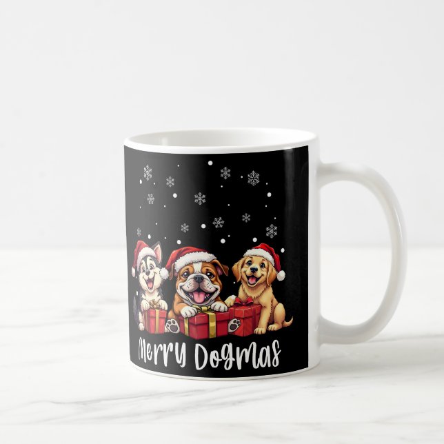 Taza De Café Navidades Cachorros Perros Merry Dogmas (Derecha)