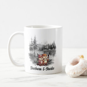 Taza De Café Navidades Campin Lake Woods Marmot de parejas reci