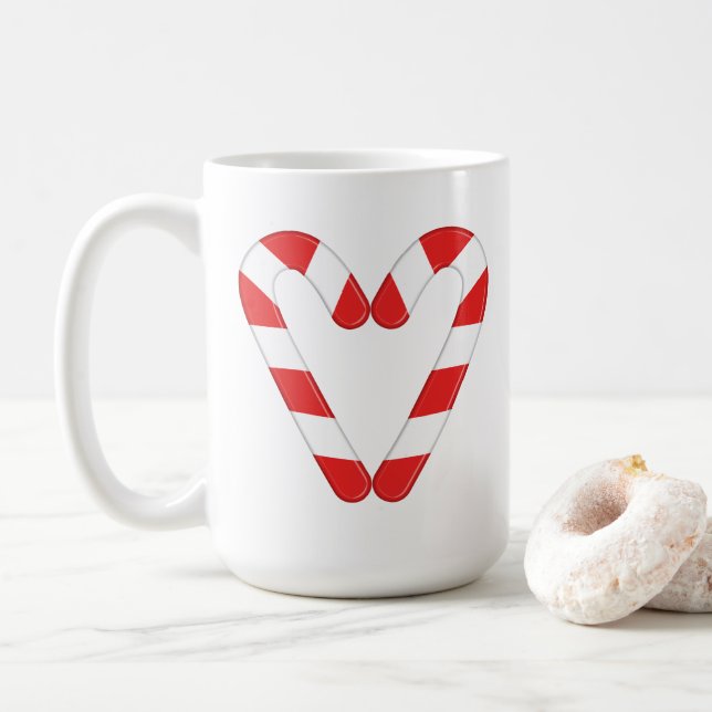 Taza De Café Navidades Candy Cane Heart Mug (Con donut)