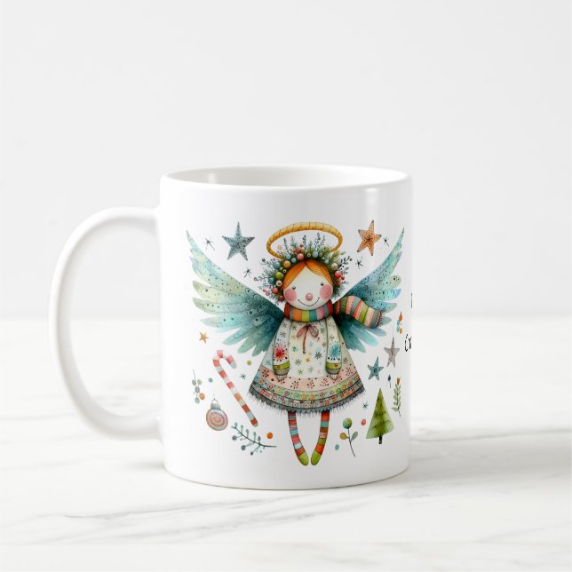 Taza De Café Navidades caprichosos Angel Merry Christmas (Izquierda)