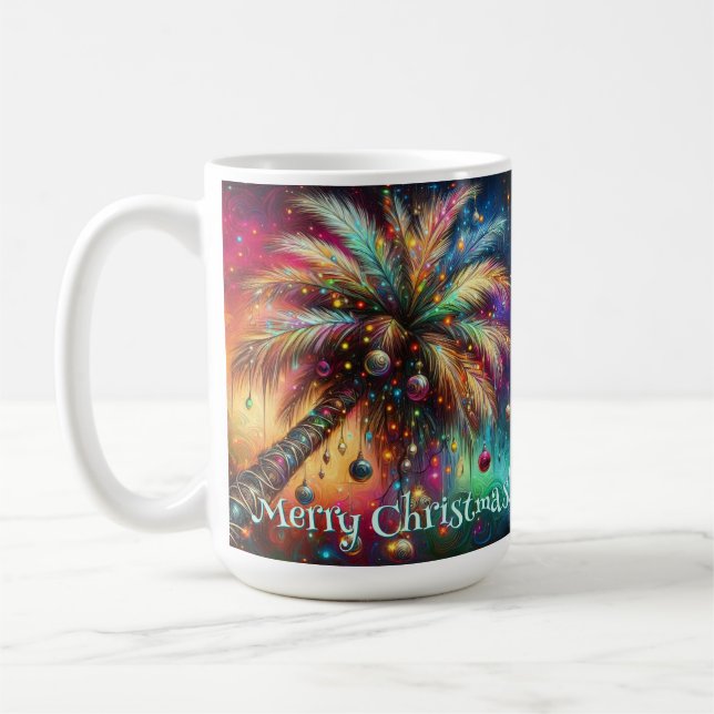 Taza De Café Navidades caprichosos Palm Tree Tropical Beach Viv (Izquierda)
