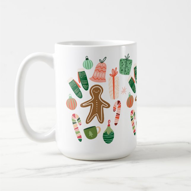 Taza De Café Navidades caprichosos Patrón de cerámica Mug (Izquierda)